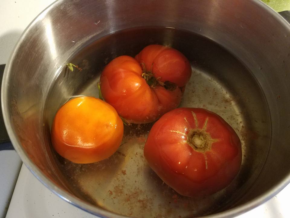 tomatoes in hot water